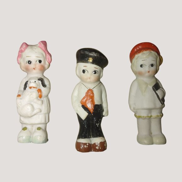 Dolls Figurines Japanese Penny Bisque Original Box 1930 Vintage Hand painted - Picture 4 of 10